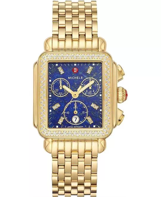 Michele Deco Blue Lapis Diamond Watch 33mm