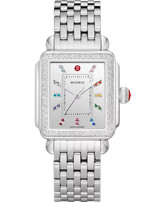 Michele Deco Carousel Dial Diamond Watch 33mm x 35mm