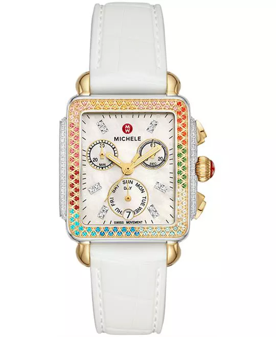 Michele Deco Carousel Two-Tone Diamond Watch 33mm x 35mm