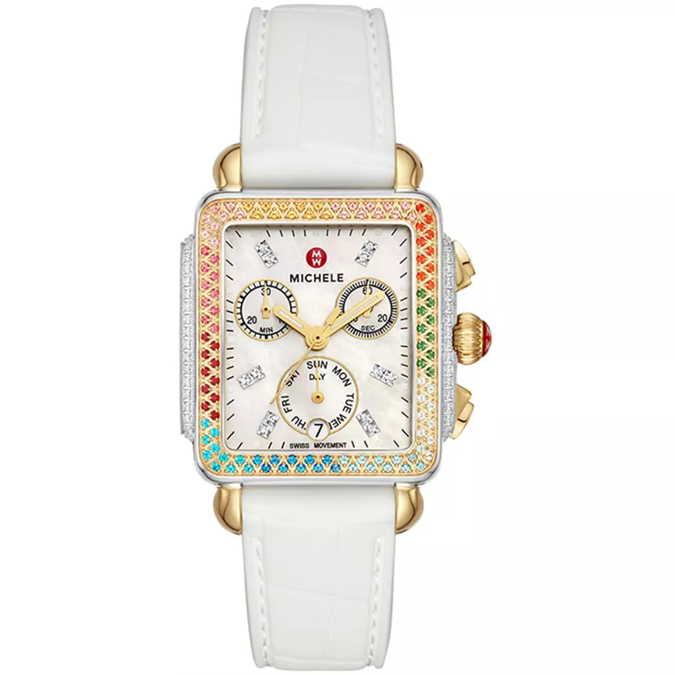 Michele Deco Carousel Two-Tone Diamond Watch 33mm x 35mm