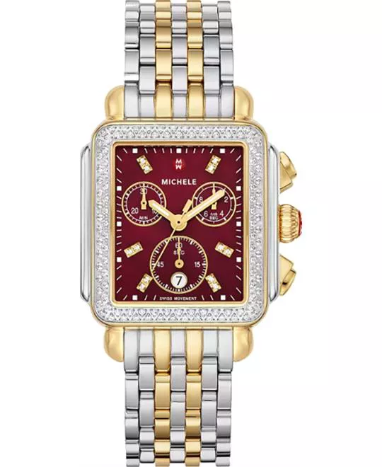 Michele Deco Diamond Red Watch 33*35mm