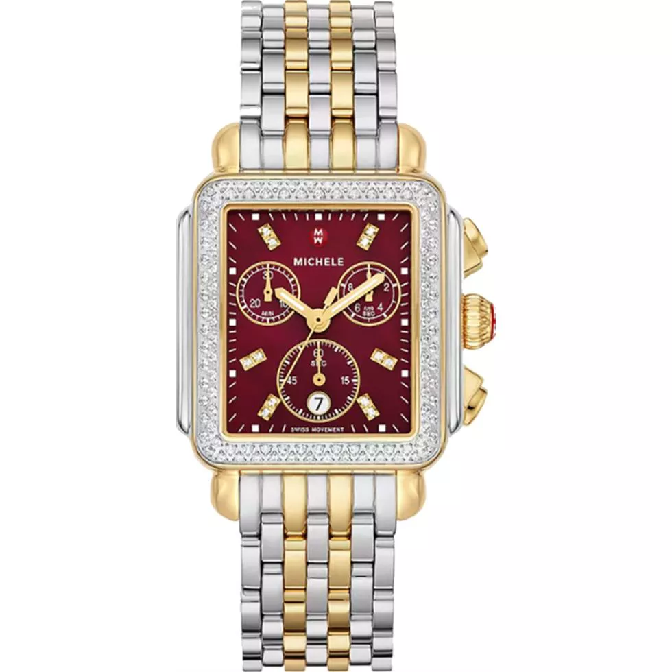 Michele Deco Diamond Red Watch 33*35mm