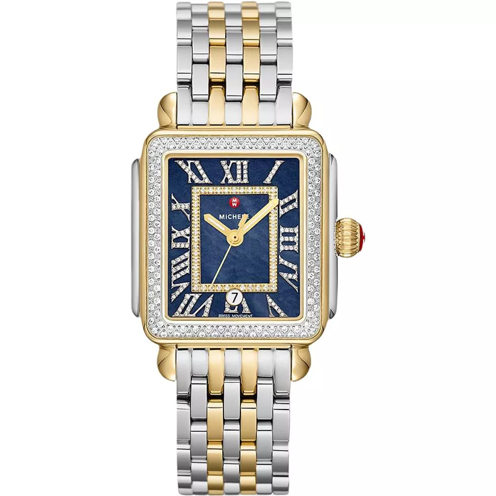 Michele Deco Madison 18k Gold-Plated Diamond Watch 33mm