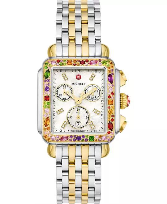 Michele Deco Soirée Two-Tone 18K Gold-Plated Diamond Watch 33mm