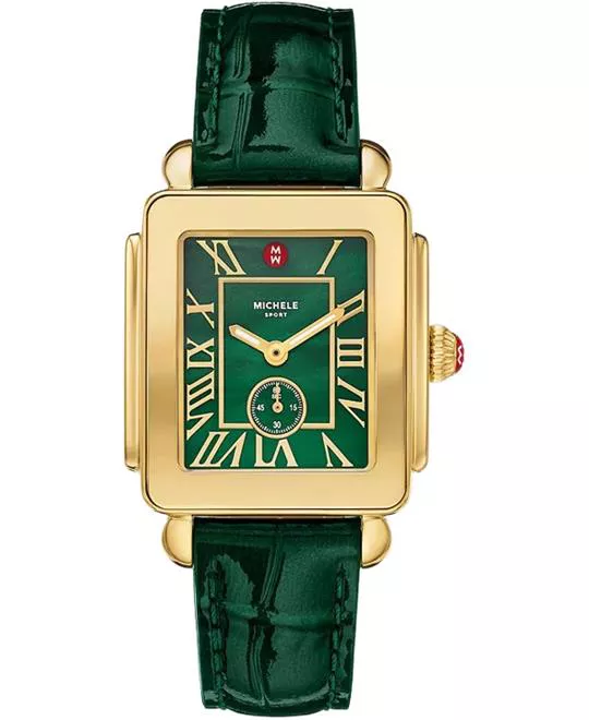 Michele Deco Sport Mid Gold-Plated Lush Watch 31mm