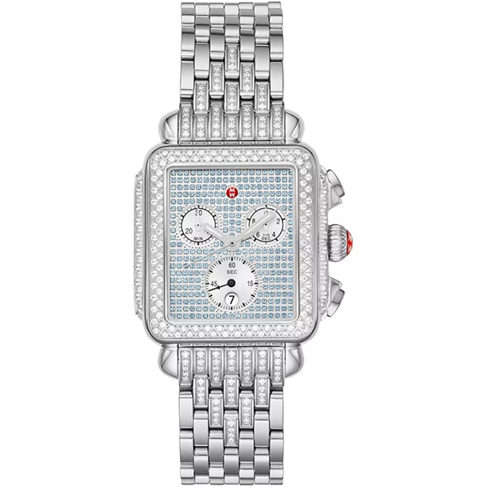 Michele Deco Stainless Pavé Watch 33mm X 35mm