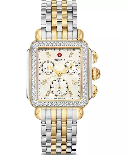 Michele Deco Two-Tone 18k Gold Diamond Watch 33mm