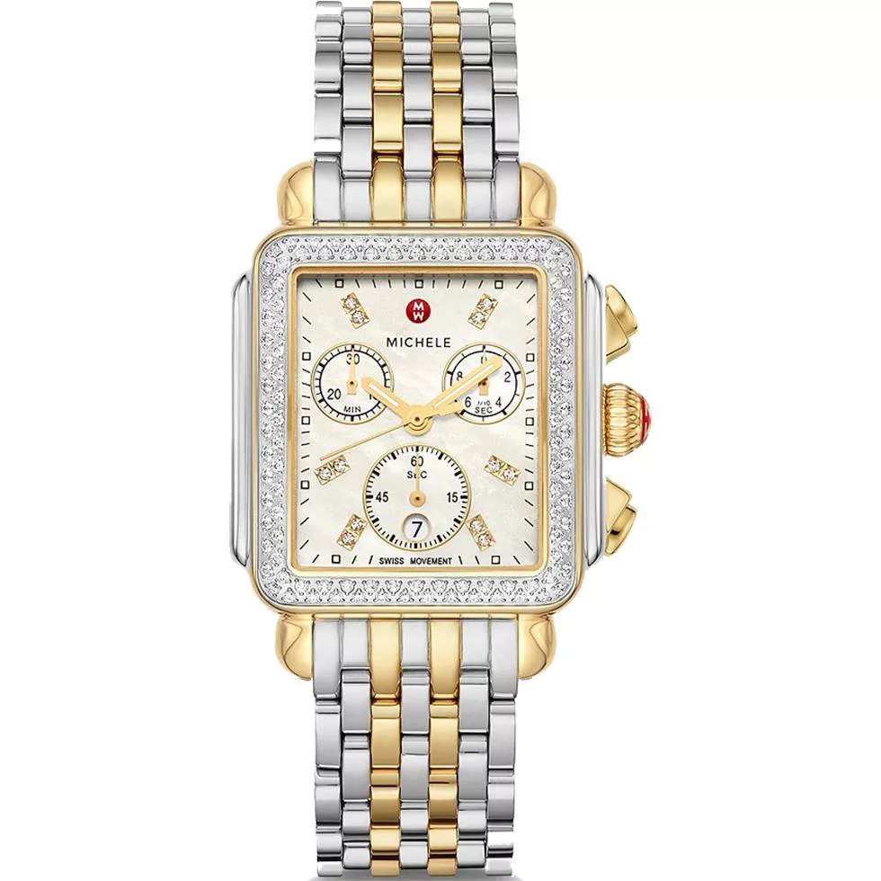 Michele Deco Two-Tone 18k Gold Diamond Watch 33mm