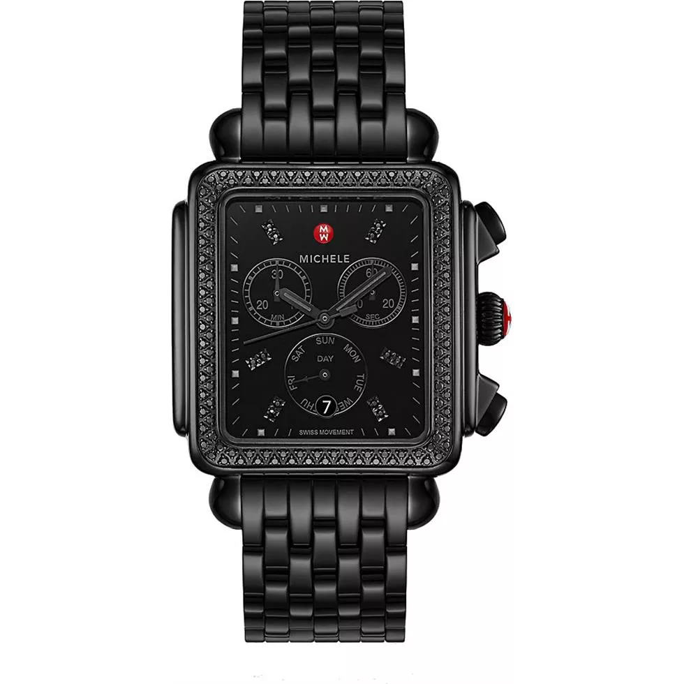 Michele Deco XL Noir Diamond Watch 35MM