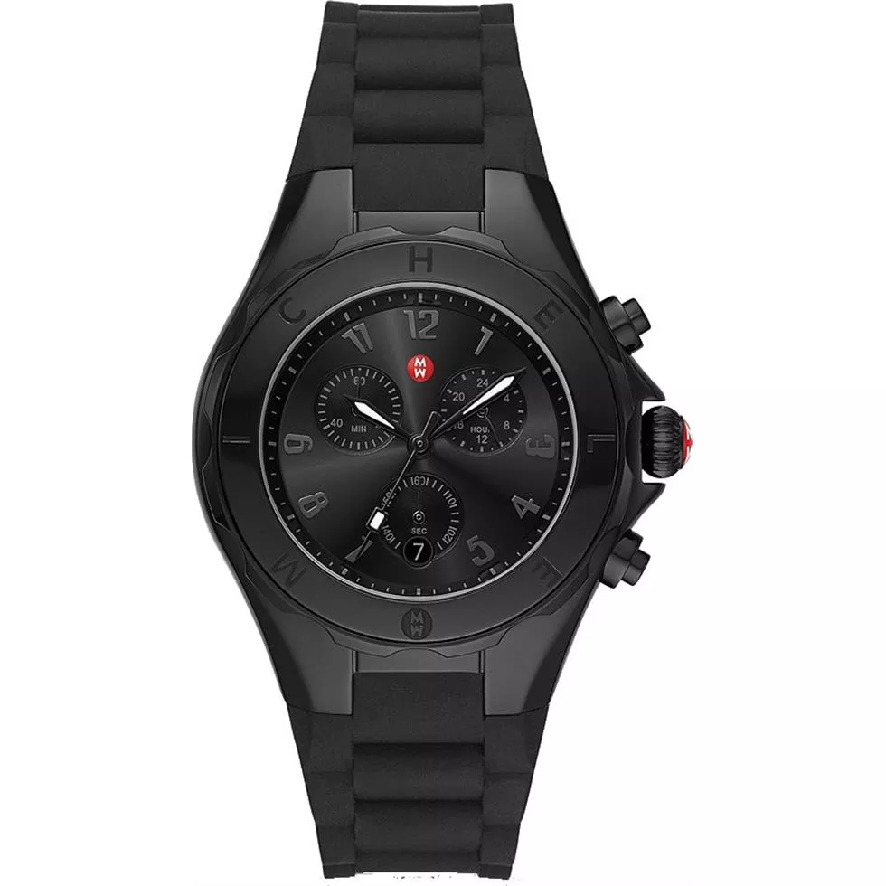 Michele Jellybean Black Silicone Watch 38mm