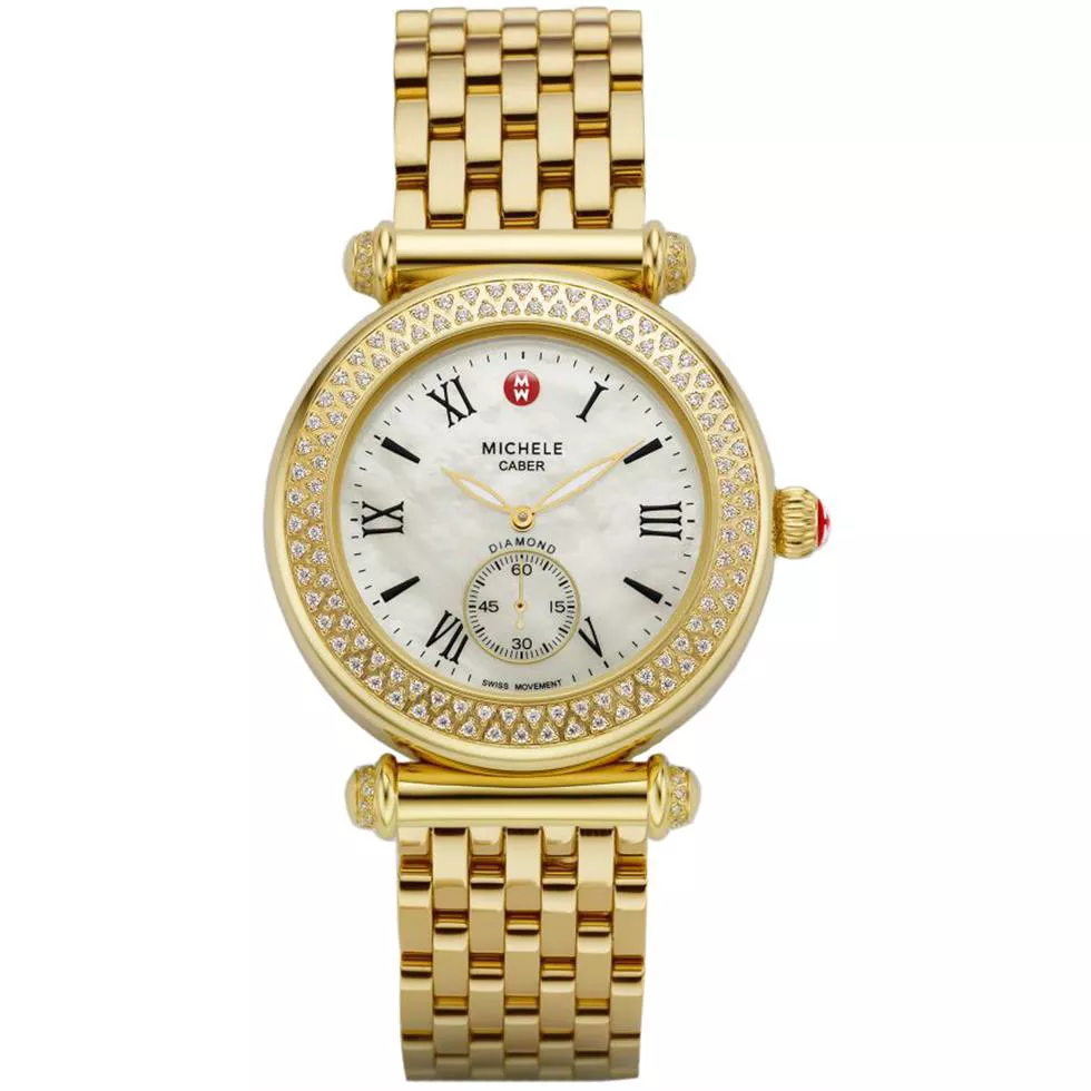 Michele Ladies Gold Caber Diamond watch, 37mm