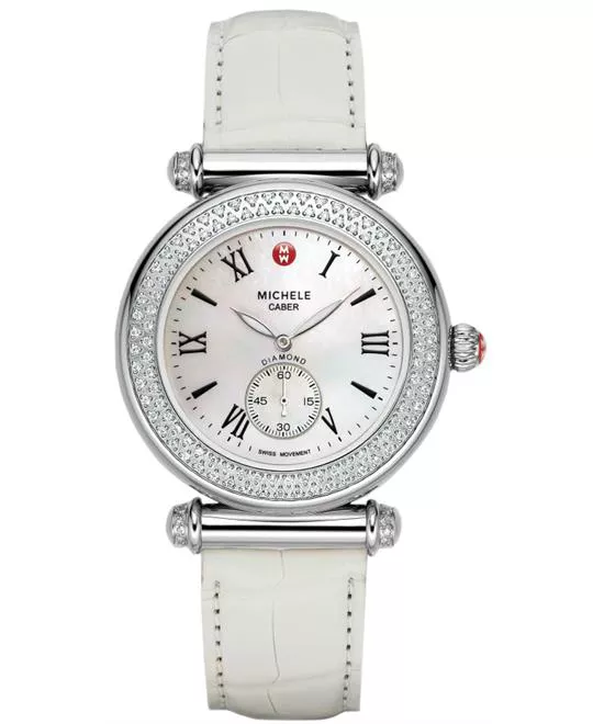Michele Ladies Stainless Steel Leather 37mm