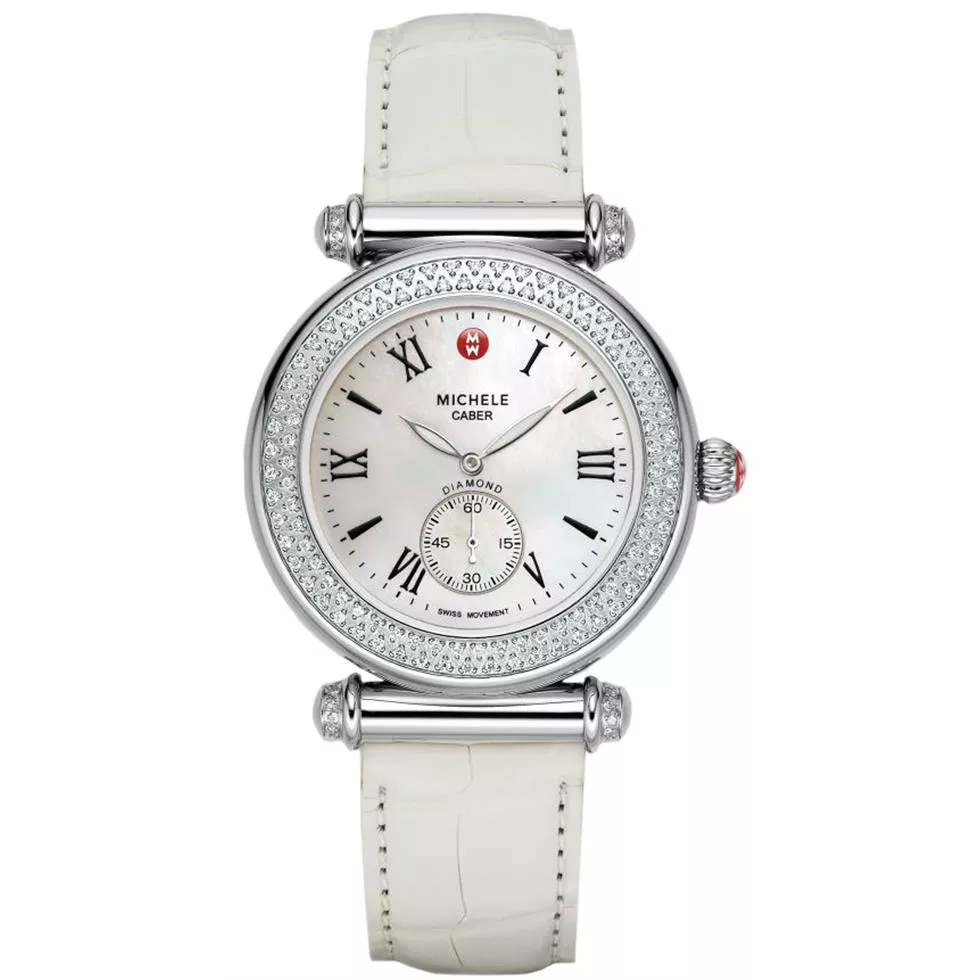 Michele Ladies Stainless Steel Leather 37mm