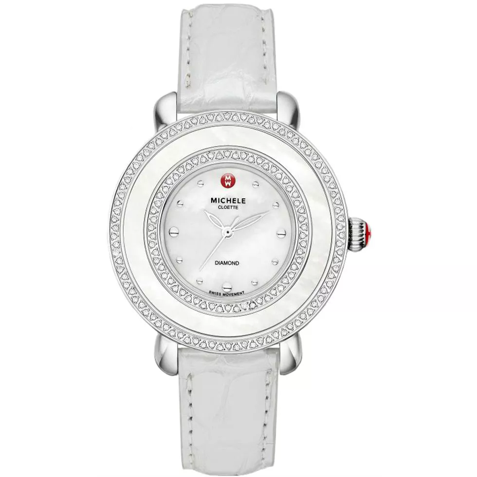 Michele Ladies Stainless Steel Leather 38mm