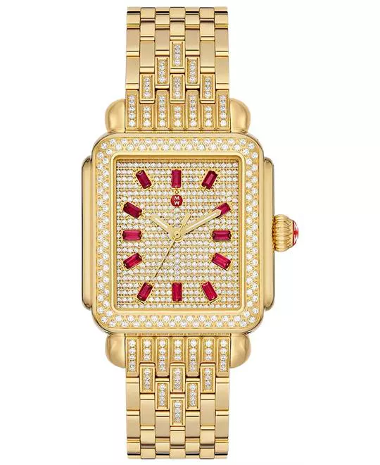 Michele Limited Edition Deco 18K Gold-Plated Diamond Watch 33mm