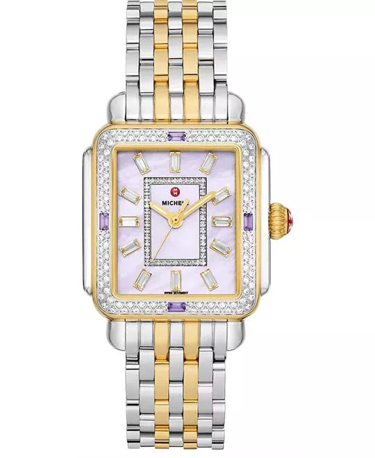 Michele Limited Edition Deco Baguette Charmante 18K Gold-Plated Diamond Watch 35mm