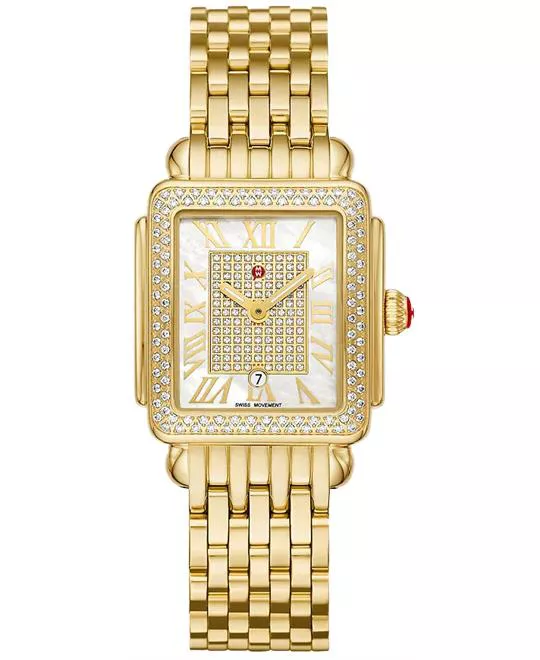 Michele Limited Edition Deco Madison Mid 18K Gold-Plated Diamond Watch 31mm