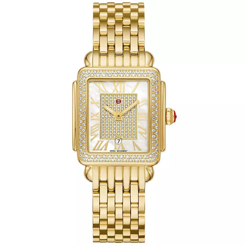 Michele Limited Edition Deco Madison Mid 18K Gold-Plated Diamond Watch 31mm