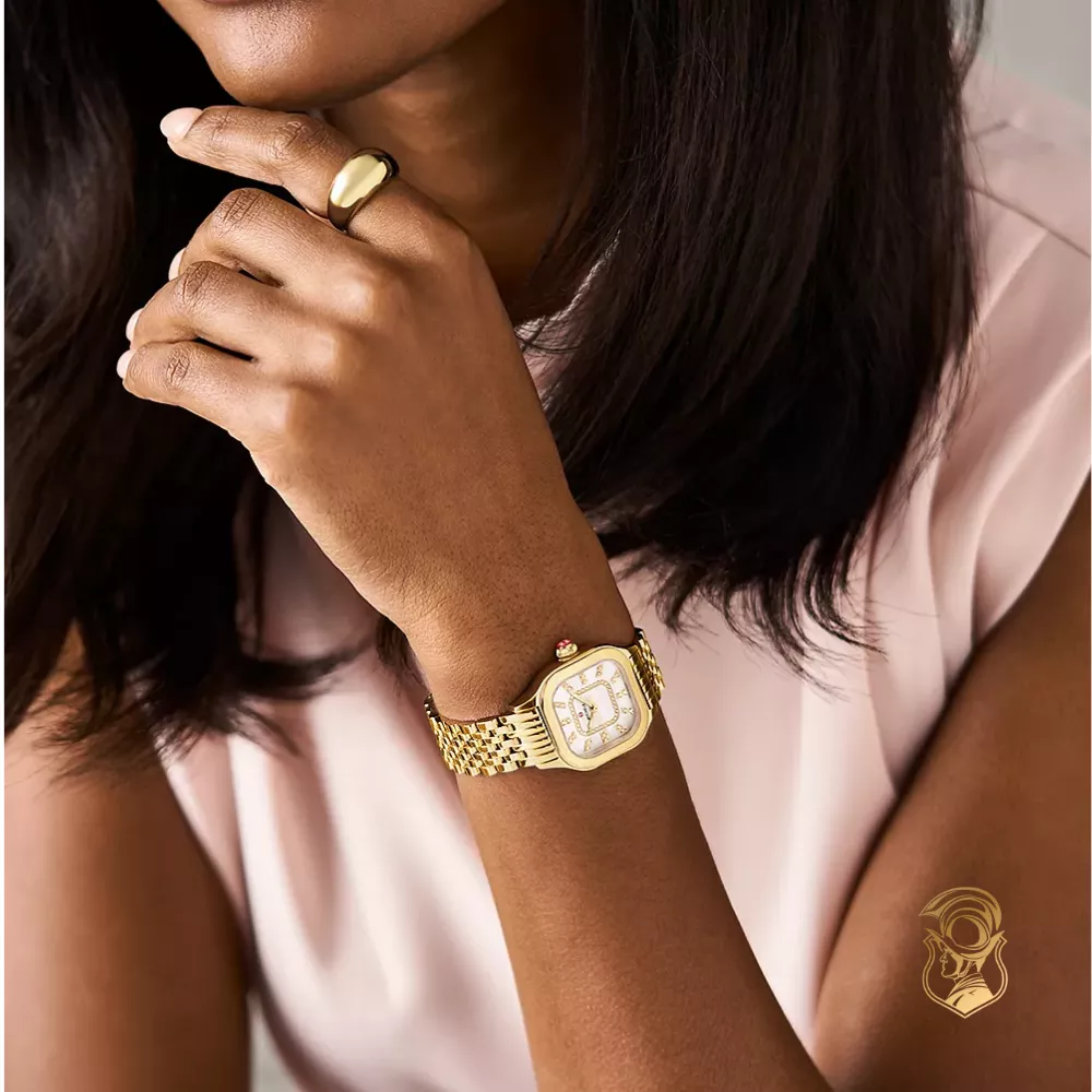 Michele Meggie 18K Gold-Plated Diamond Dial Watch 29 x 14mm