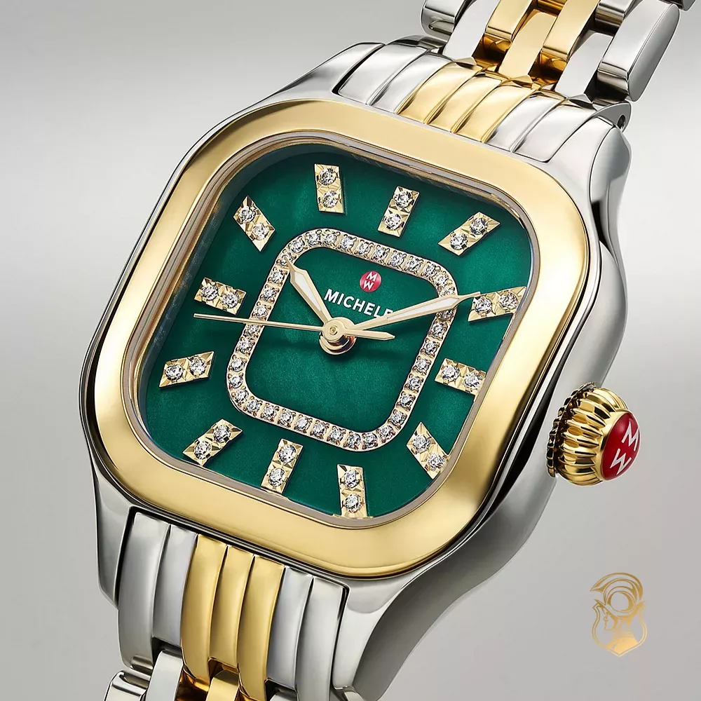 Michele Meggie 18K Two-Tone Gold-Plated Diamond Dial Watch 29mm