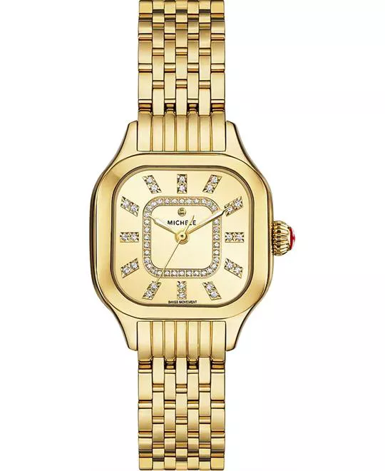 Michele Meggie Diamond 18K Gold Tone Watch 29mm