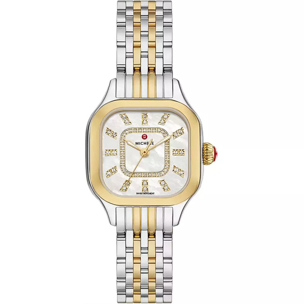 Michele Meggie Diamond Two Tone 18K Gold Plated Watch 29mm