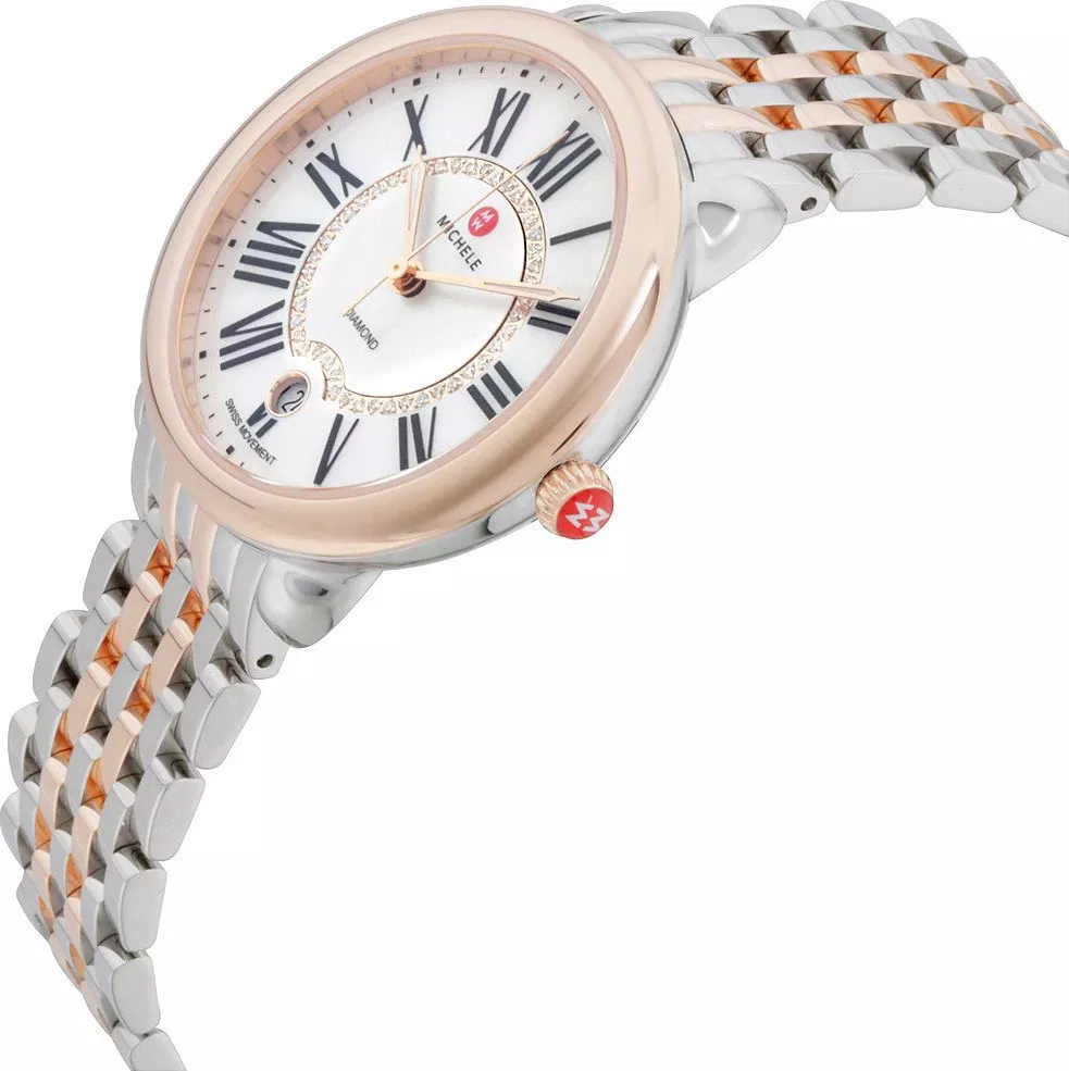 MICHELE Serein 16 White Mother Of Pearl Watch 36 x 34mm