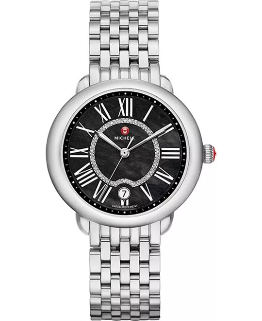 Michele Serein Black Diamond Dial Watch 36 x 34mm