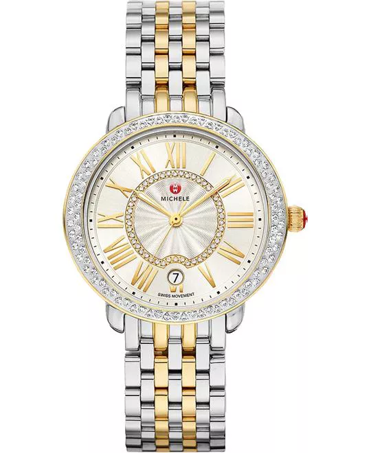 Michele Serein Mid 18K Gold Diamond Watch 36mm