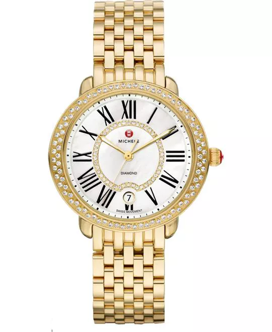 Michele Serein Mid Gold Diamond Watch 36*34mm