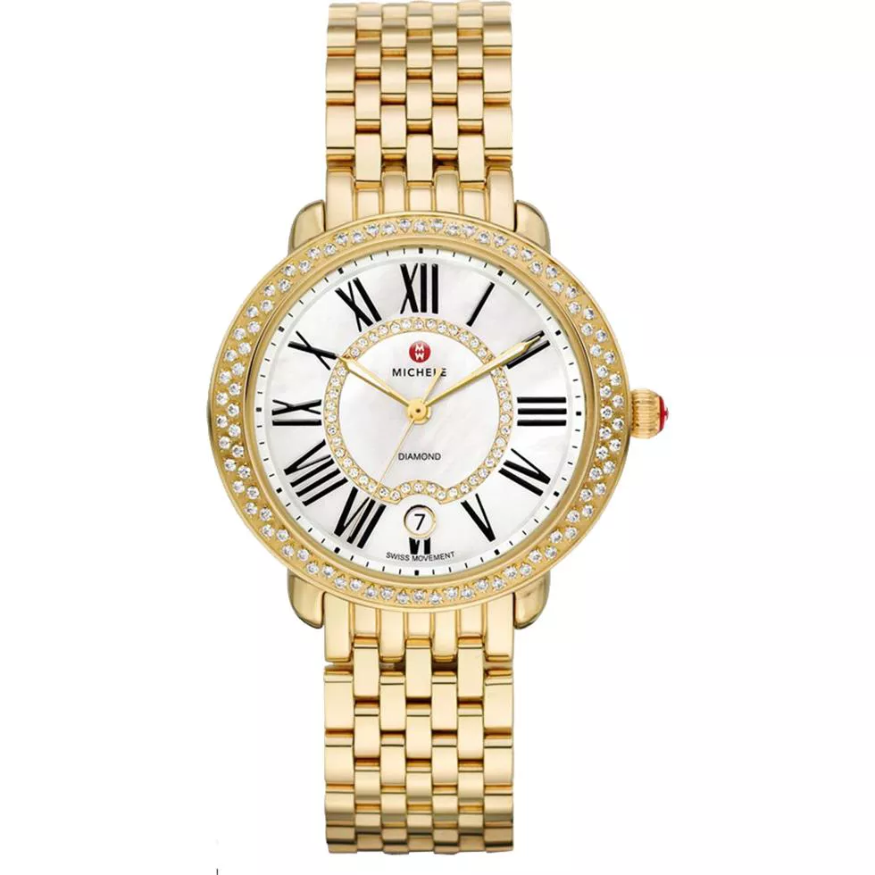 Michele Serein Mid Gold Diamond Watch 36*34mm