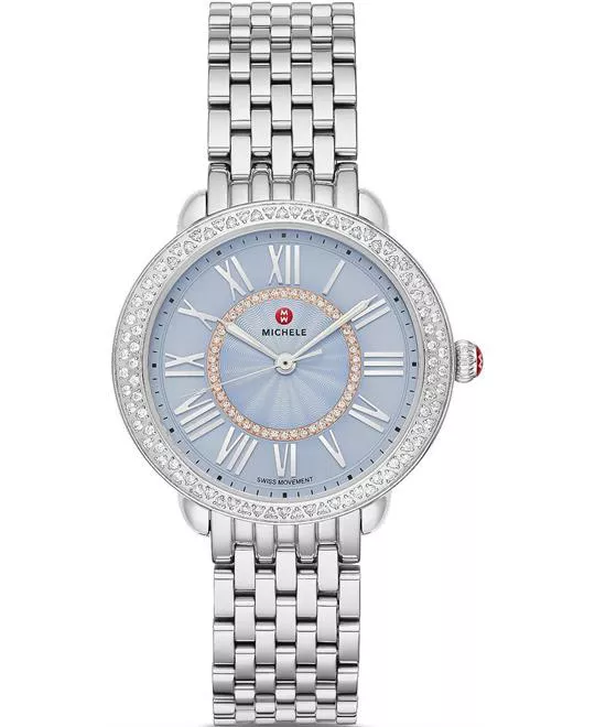 Michele Serein Mid Stainless Diamond Dial Watch 36mm X 34mm