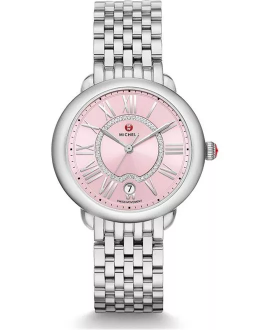 Michele Serein Mid Pink Diamond Watch 36 x 34mm