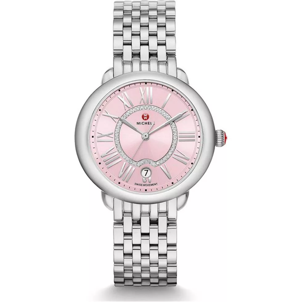 Michele Serein Mid Pink Diamond Watch 36 x 34mm