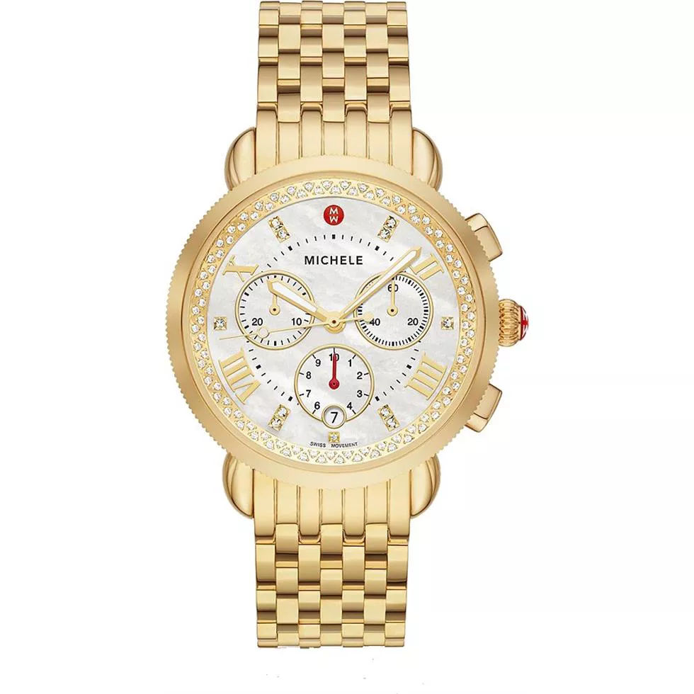 Michele Sport Sail Gold Diamond Stainless Steel Watch 38MM