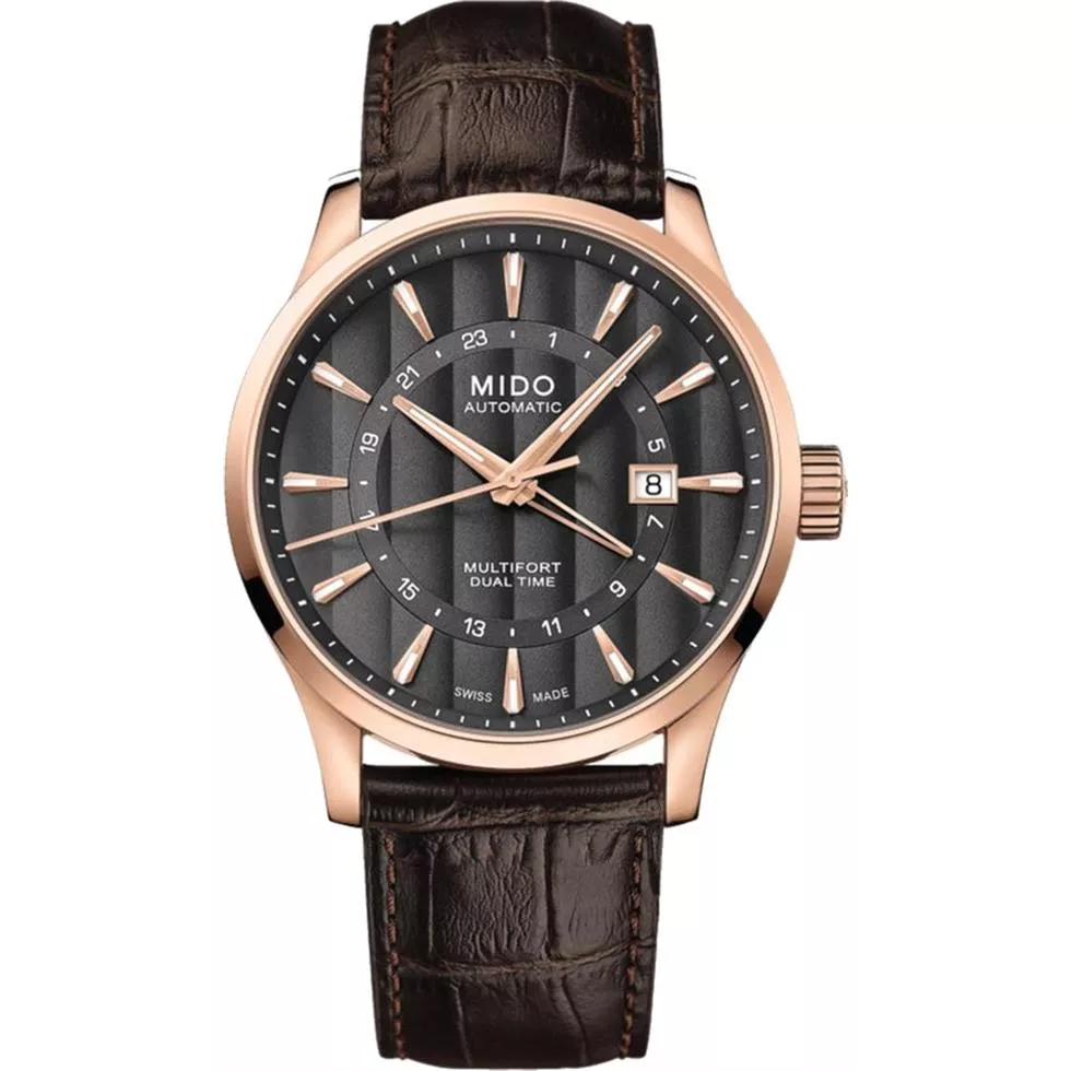 Mido Multifort Dual Time Watch 42mm