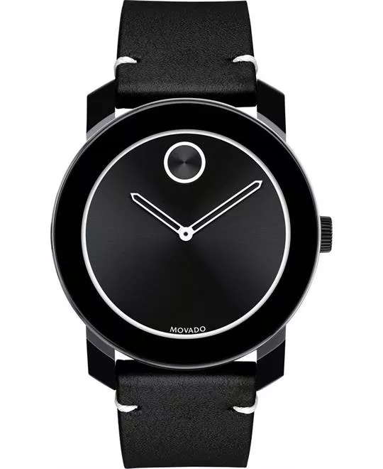 MOVADO Bold Black Dial Leather Men's Watch 42mm