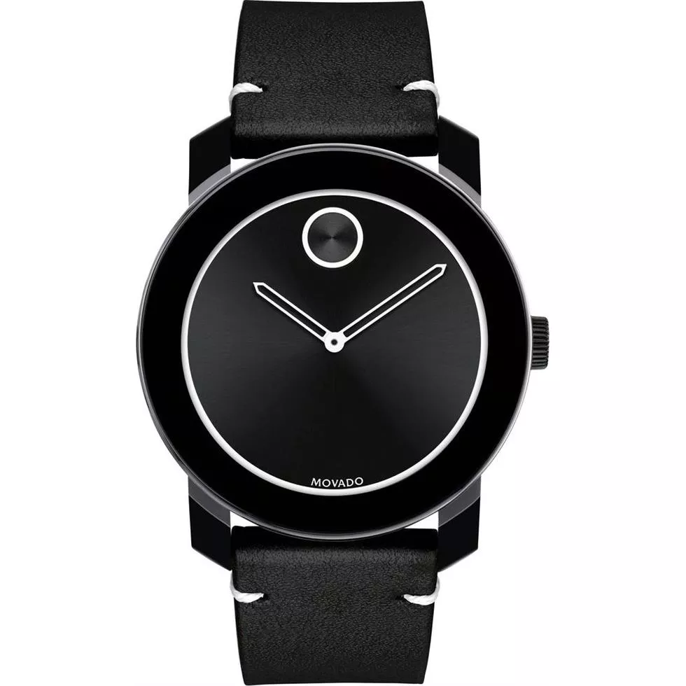 MOVADO Bold Black Dial Leather Men's Watch 42mm