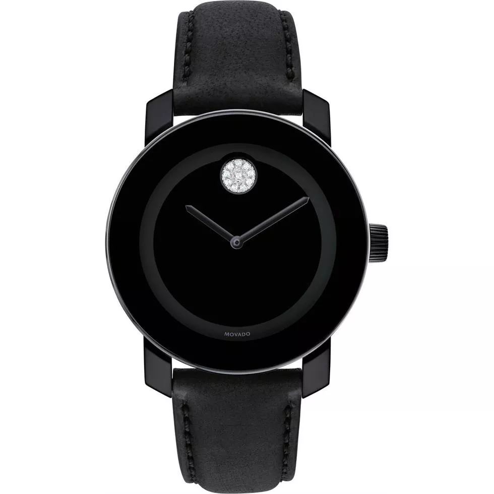 Movado Bold Black Dial Leather Strap watch 36mm