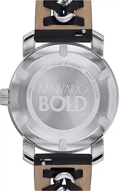 Movado Bold Black Leather Strap Watch 36mm