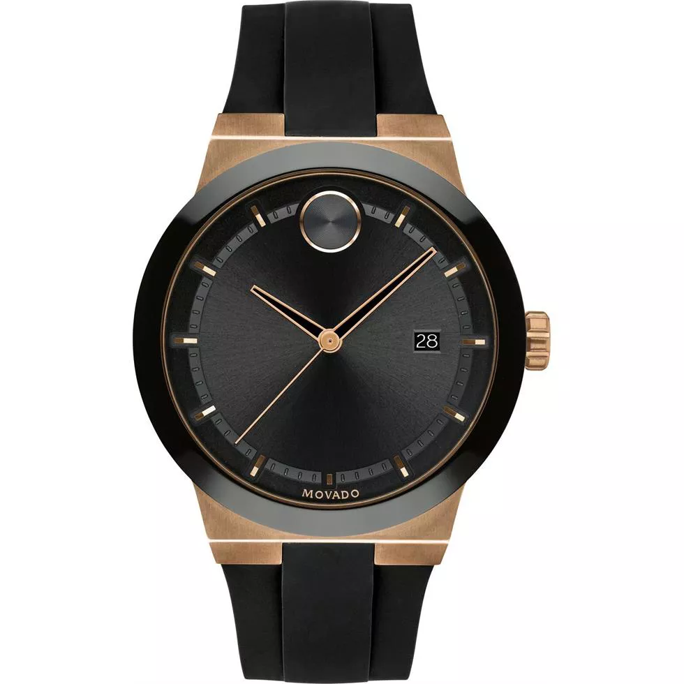 Movado Bold Black Silicone Watch 42.3mm
