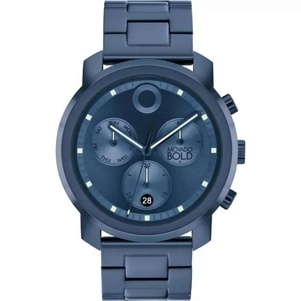 Movado Bold Blue-Tone Chronograph Men's Watch 44mm 