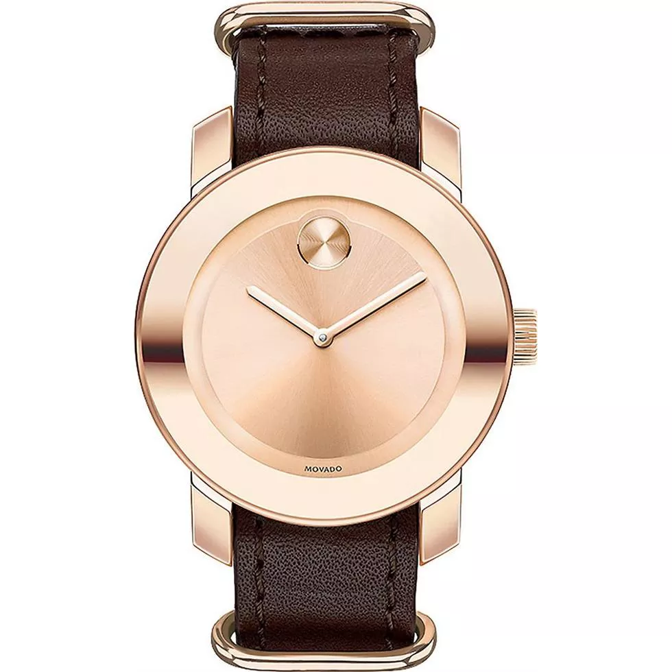 MOVADO Bold Brown Leather Unisex Watch 36mm
