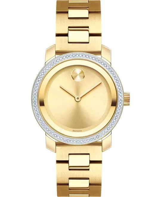 Movado Bold Gold Dial Ladies Watch 30mm