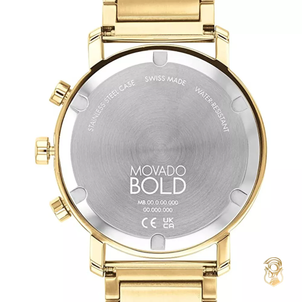 Movado Bold Gold Tone Chronograph Watch 42mm