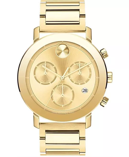 Movado Bold Gold Tone Chronograph Watch 42mm