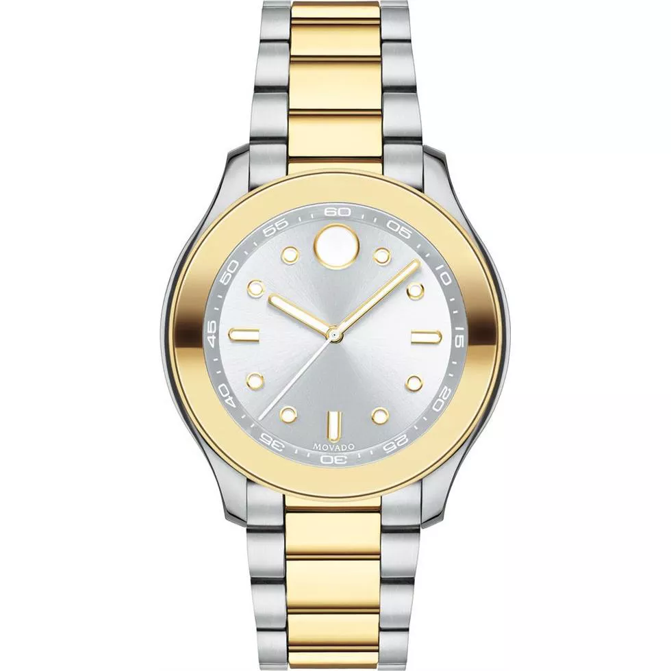 MOVADO Bold Silver Dial Two Tone Ladies Watch 38mm