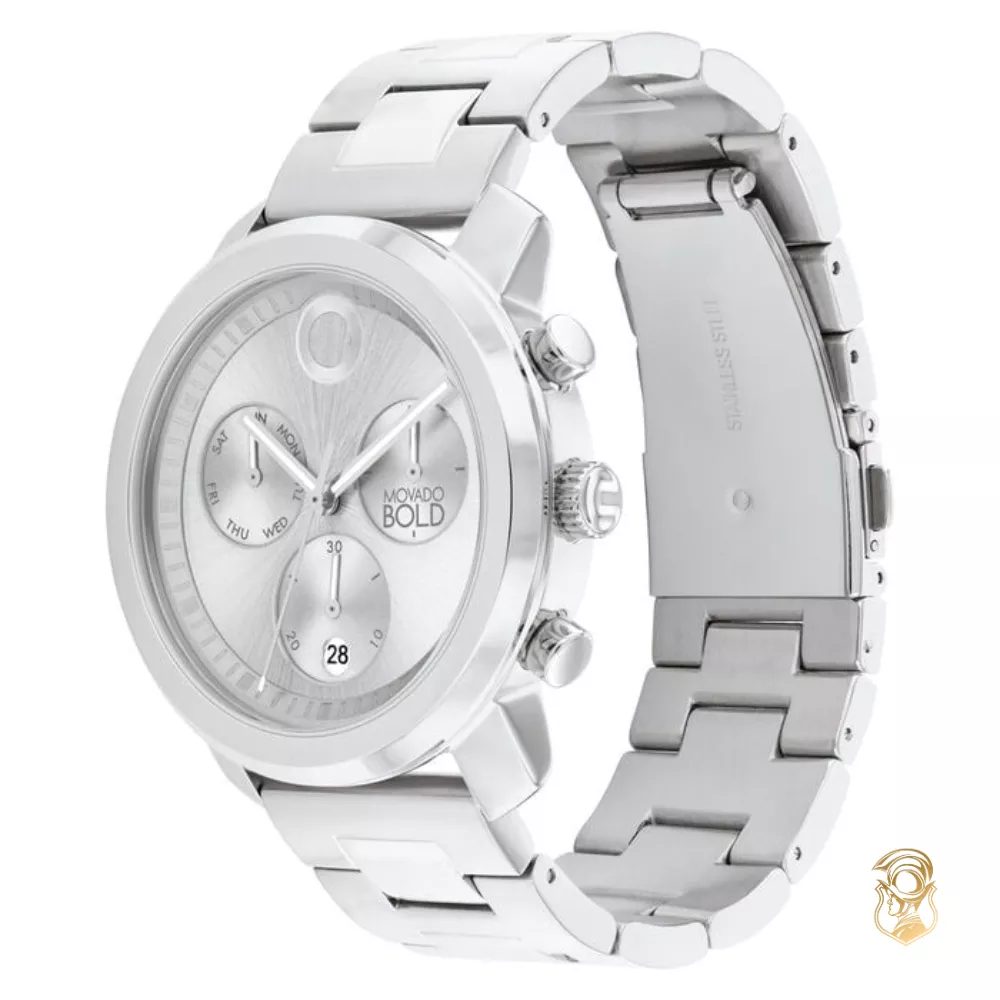 Movado Bold Silver-Tone Chronograph Men's Watch 44mm