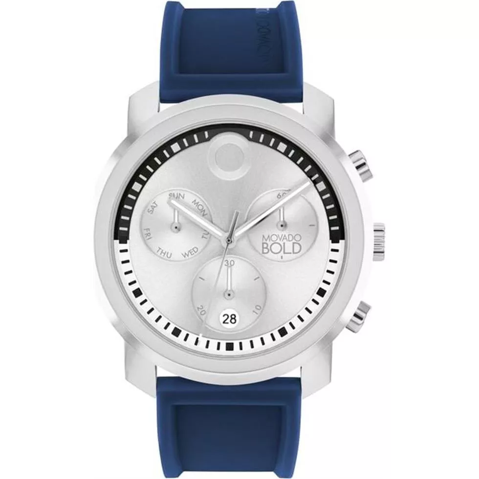 Movado Bold Trend Silver-Tone Chronograph Watch 44mm