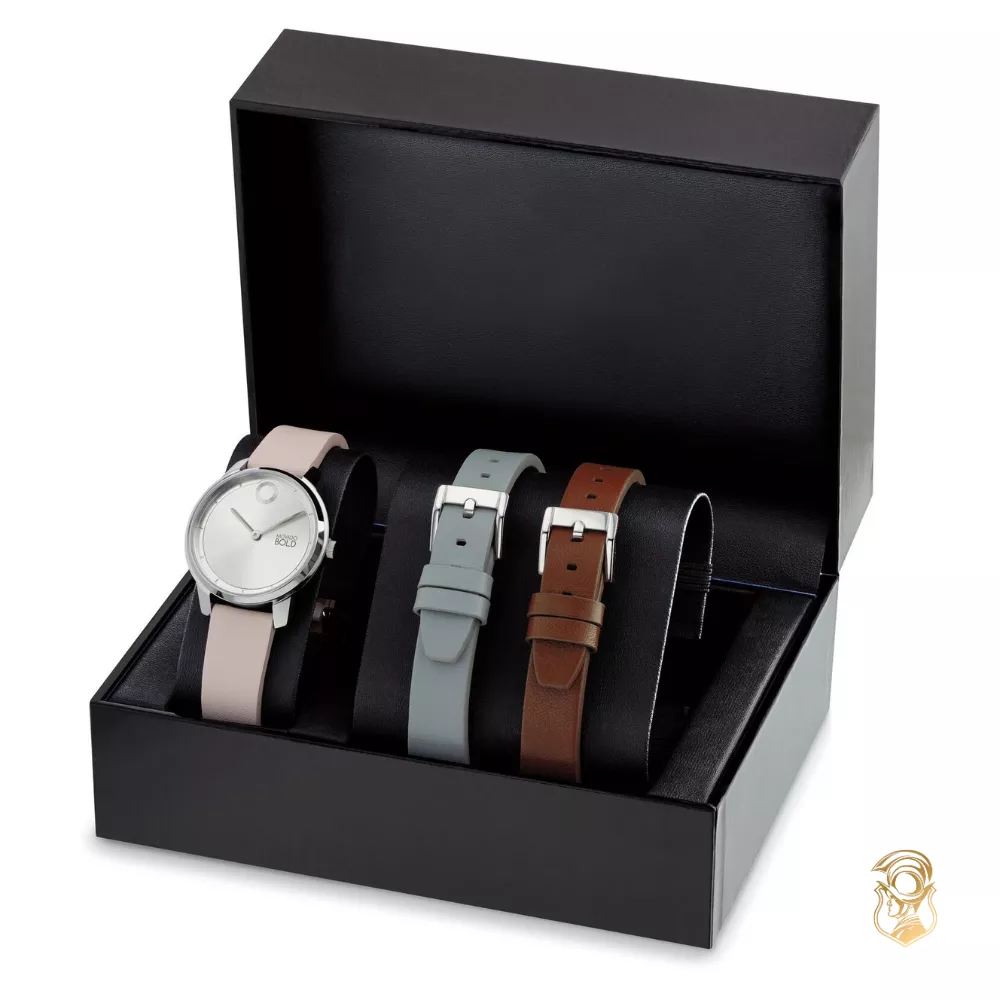 Movado Bold White-Tone Set Watch 34mm